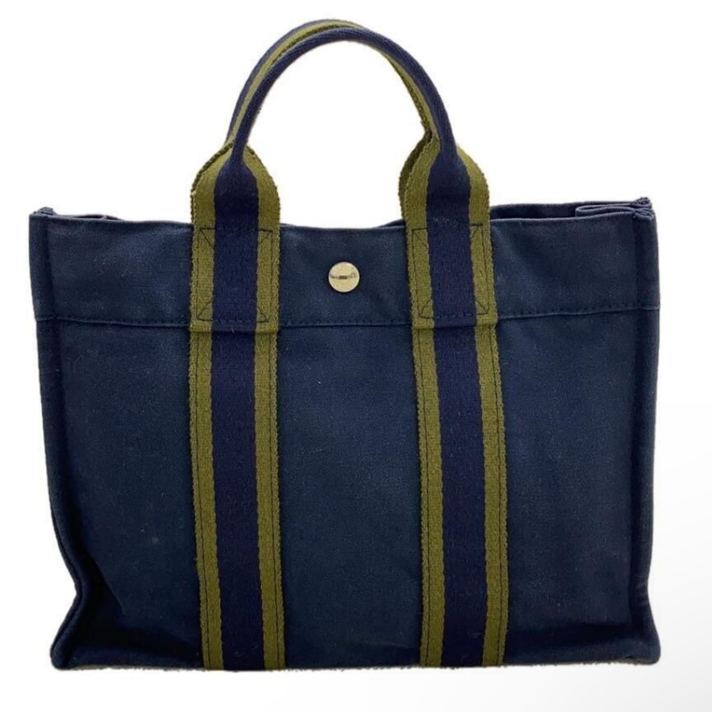 Hermes Fourre Tout MM Tote Bag Canvas Authentic in Excellent Condition